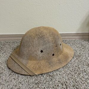 Sun Fari Wendell 1980s Safari Pith Helmet Hard Straw Hat USA Adjustable Vintage